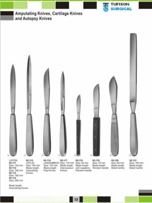 Amputating Knives, Cartilage Knives and Autopsy Knives